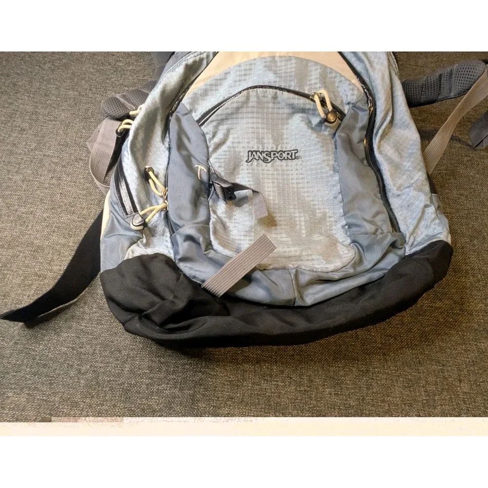 Vintage Jansport Airlift Nova Backpack Blue Retro Hiking Bag Multiple Pockets